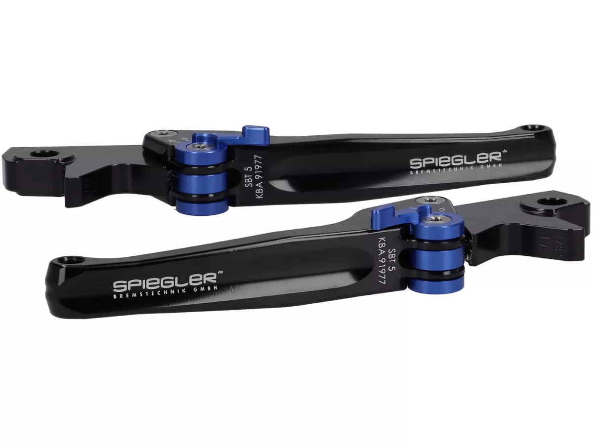 Bremshebel-Set -SPIEGLER- Vespa GTS 125-310 Keyless Basic, Super, Super Sport, Super Tech - einstellbar - schwarz / blau