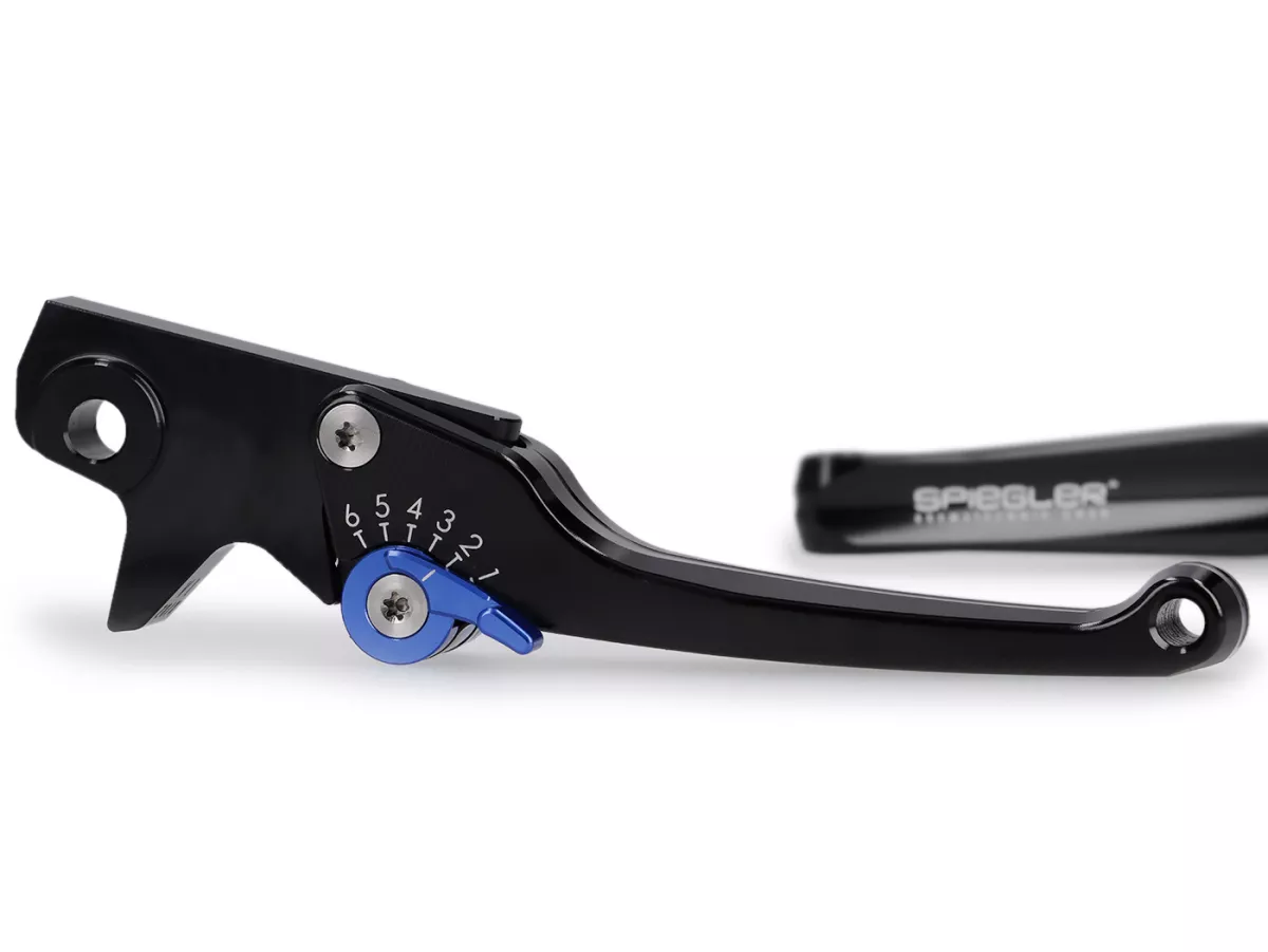 Bremshebel-Set -SPIEGLER- Vespa GTS 125-310 Keyless Basic, Super, Super Sport, Super Tech - einstellbar - schwarz / blau