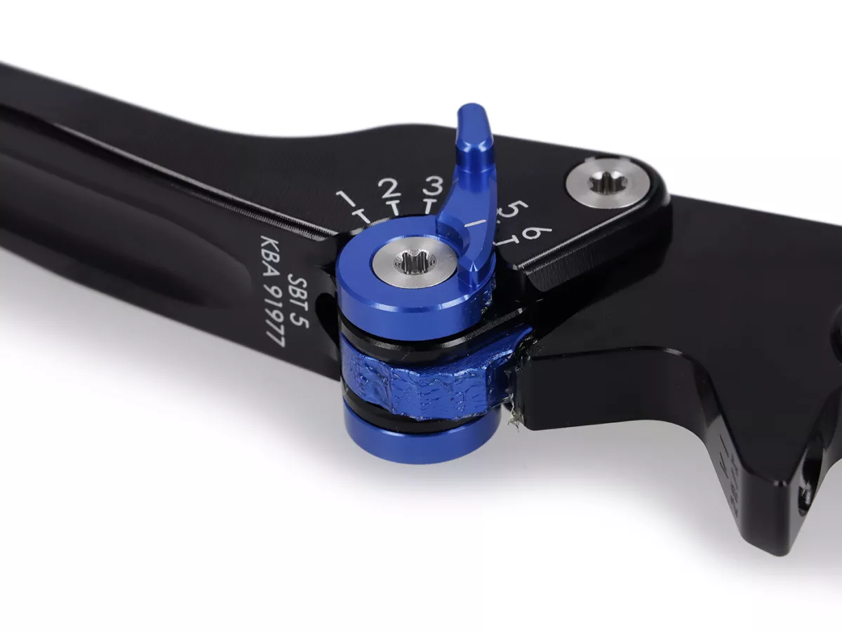 Bremshebel-Set -SPIEGLER- Vespa GTS 125-310 Keyless Basic, Super, Super Sport, Super Tech - einstellbar - schwarz / blau