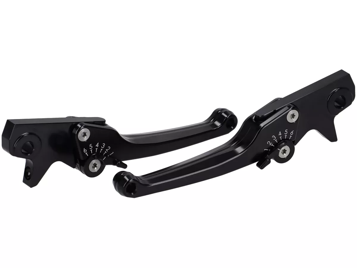 Set leva freno -SPIEGLER- Vespa GTS 125-310 Keyless Basic, Super, Super Sport, Super Tech - regolabile - nero / nero