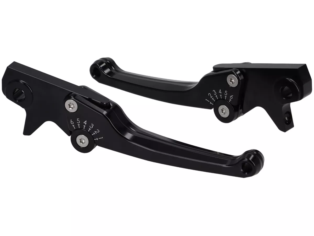 Set leva freno -SPIEGLER- Vespa GTS 125-310 Keyless Basic, Super, Super Sport, Super Tech - regolabile - nero / nero