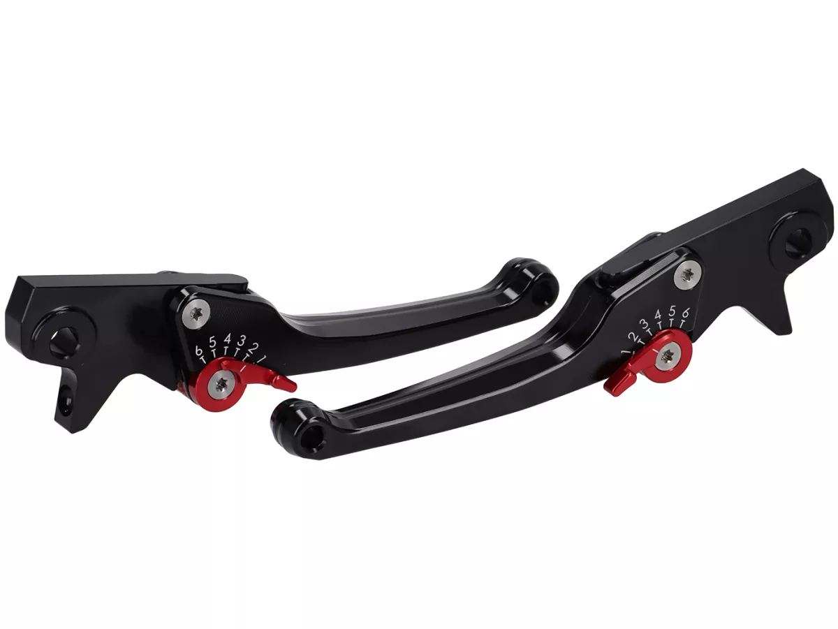 Set leva freno -SPIEGLER- Vespa GTS 125-310 Keyless Basic, Super, Super Sport, Super Tech - regolabile - nero / rosso