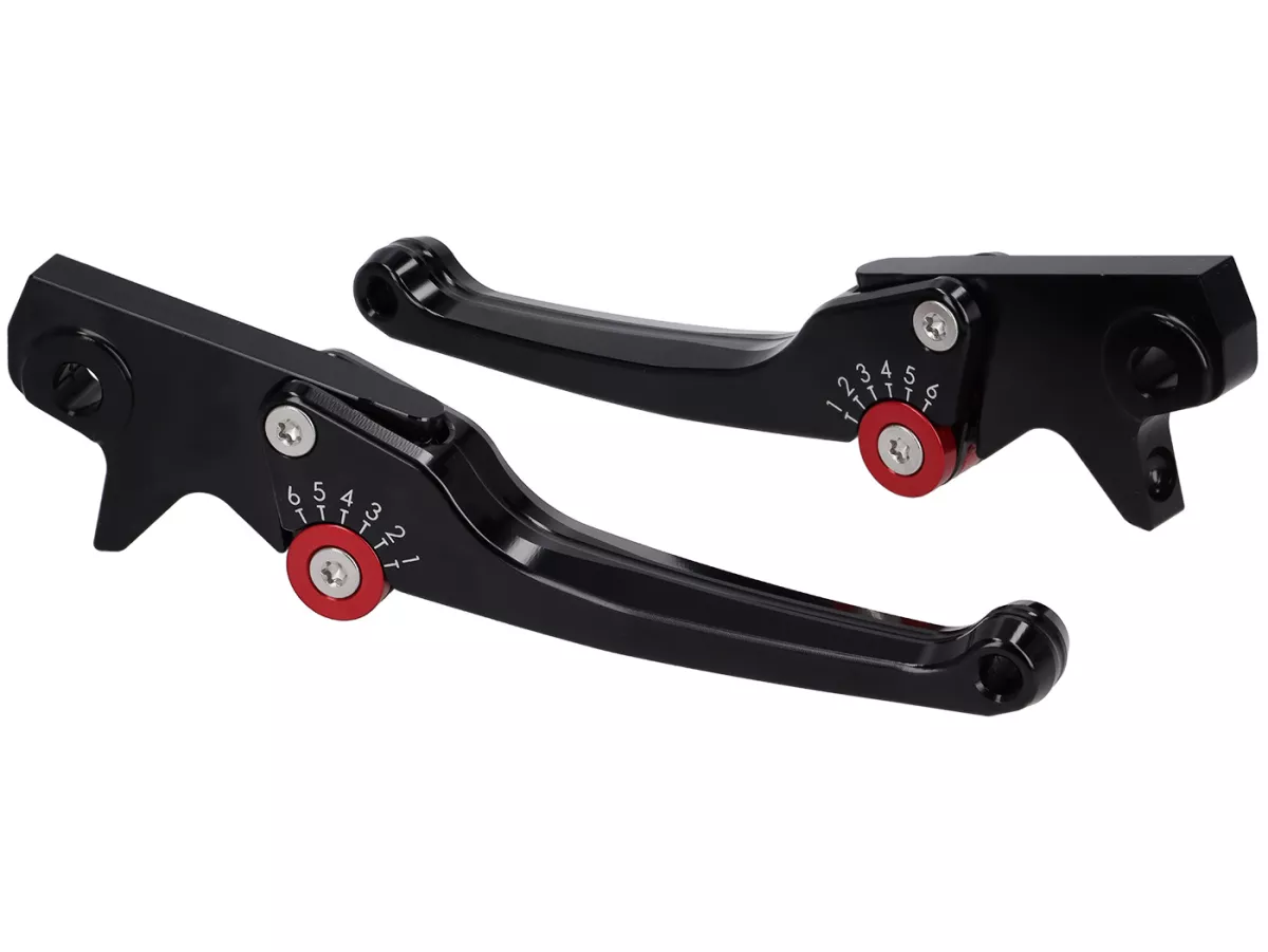 Set leva freno -SPIEGLER- Vespa GTS 125-310 Keyless Basic, Super, Super Sport, Super Tech - regolabile - nero / rosso