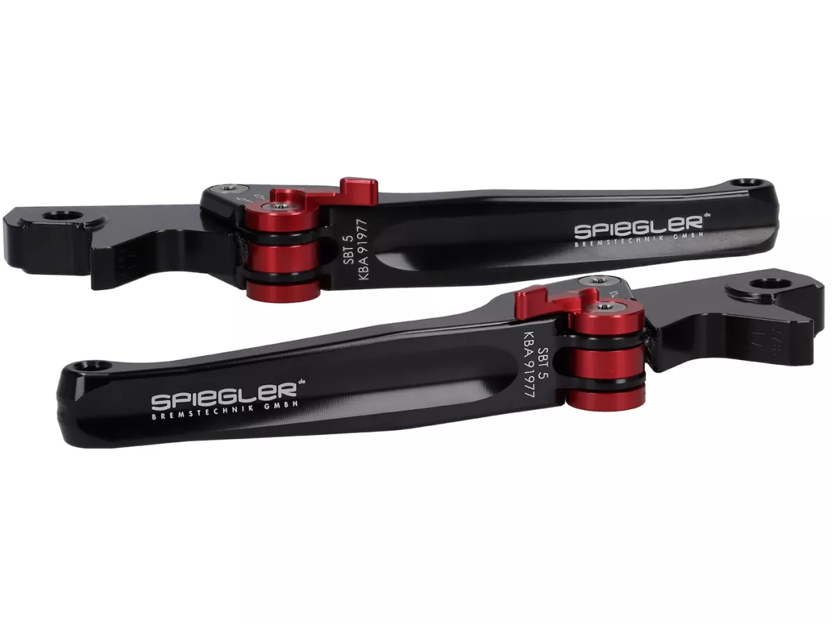 Set leva freno -SPIEGLER- Vespa GTS 125-310 Keyless Basic, Super, Super Sport, Super Tech - regolabile - nero / rosso