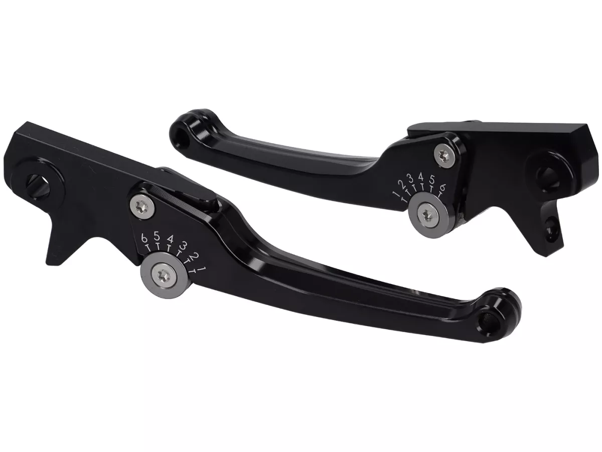 Set leva freno -SPIEGLER- Vespa GTS 125-310 Keyless Basic, Super, Super Sport, Super Tech - regolabile - nero / titanio