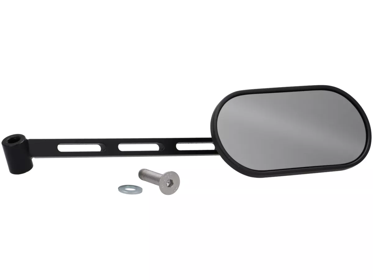 Spegel under styret -STD ScooterTec- Aluminium CNC, höger - för Vespa PX old, PX Lusso, PK S/XL och Motovespa DN, PX, Iris, PK - Material/färg: stål, ytmålad matt svart