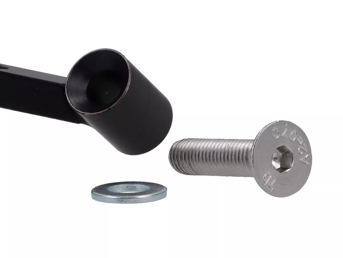 Spegel under styret -STD ScooterTec- Aluminium CNC, höger - för Vespa PX old, PX Lusso, PK S/XL och Motovespa DN, PX, Iris, PK - Material/färg: stål, ytmålad matt svart