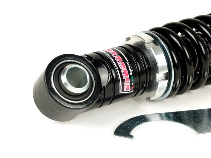Shock absorber front -CARBONE HI-TECH, 200mm- Vespa V50, PV125, ET3 - black spring