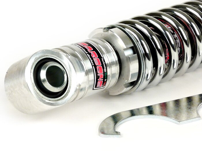 Shock absorber front -CARBONE HI-TECH, 200mm- Vespa V50, PV125, ET3 - chrome spring