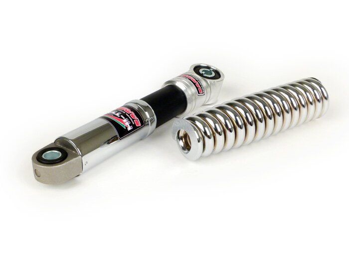 Shock absorber set front -CARBONE HI-TECH- l=165mm- Vespa Rally180 (VSD1T), Rally200 (VSE1T), Sprint150 (VLB1T), GT125 (VNL2T), GTR125 (VNL2T), TS125 (VNL3T) - chrome