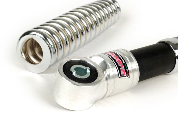 Shock absorber set front -CARBONE HI-TECH- l=165mm- Vespa Rally180 (VSD1T), Rally200 (VSE1T), Sprint150 (VLB1T), GT125 (VNL2T), GTR125 (VNL2T), TS125 (VNL3T) - chrome