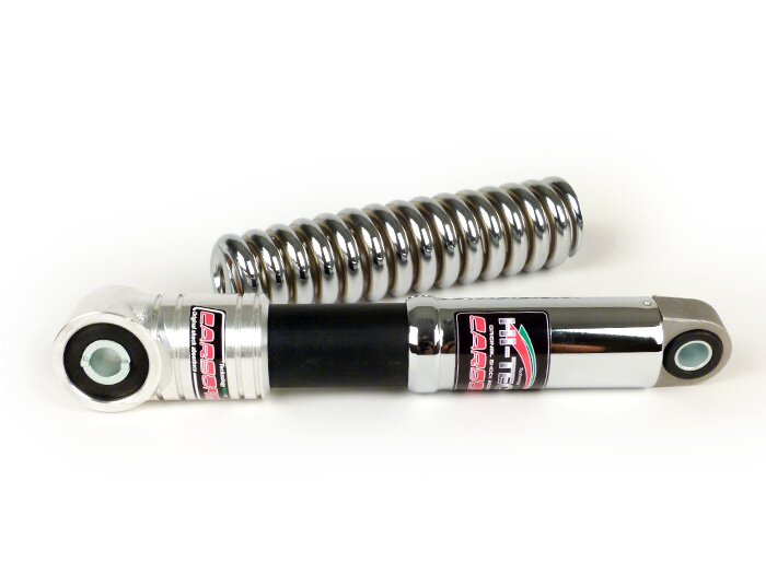 Shock absorber set front -CARBONE HI-TECH- l=165mm- Vespa Rally180 (VSD1T), Rally200 (VSE1T), Sprint150 (VLB1T), GT125 (VNL2T), GTR125 (VNL2T), TS125 (VNL3T) - chrome