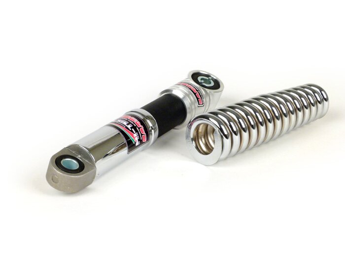 Set ammortizzatore anteriore -CARBONE HI-TECH- l=155mm- Vespa VN2T, VL1-3T, VNA, VNB, VBA, VBB- Cromo