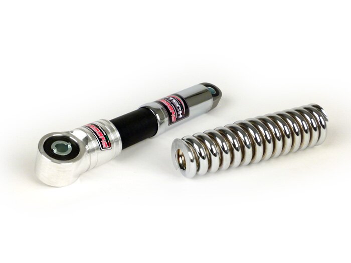 Set ammortizzatore anteriore -CARBONE HI-TECH- l=155mm- Vespa VN2T, VL1-3T, VNA, VNB, VBA, VBB- Cromo