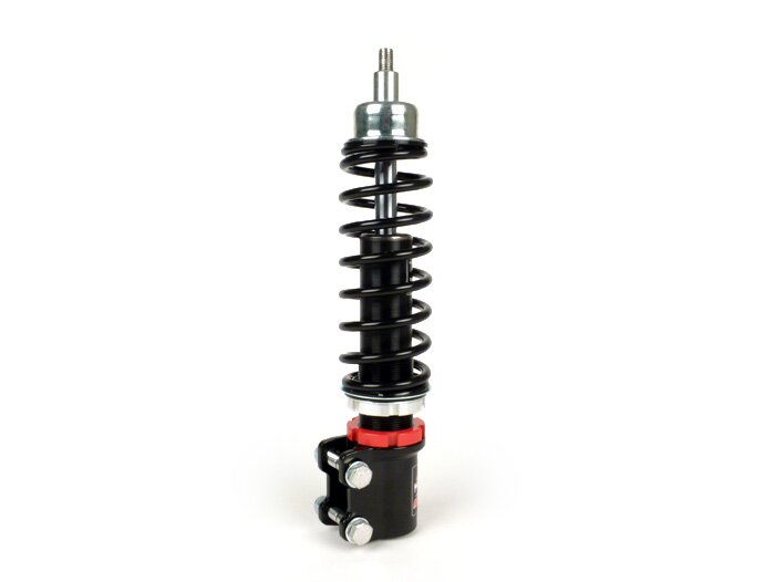 Voorschokdemper -CARBONE HI-TECH, 210mm (-2014)- Vespa ET4, LX50, LX 125, LX150, LXV50, LXV125, S50, S125, S150, zwart