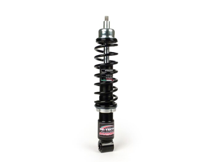 Shock absorber front -CARBONE HI-TECH, 210mm, (2014-)- Vespa Sprint50, Sprint125, Sprint150, bottom seating: lug - black