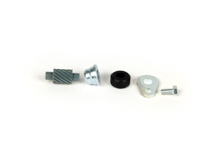 Speedometer worm set -OEM QUALITY- Vespa 12 teeth, l=28mm, 2.7mm square, gray (used in Vespa PX (1998-), Disc, My, 2011)
