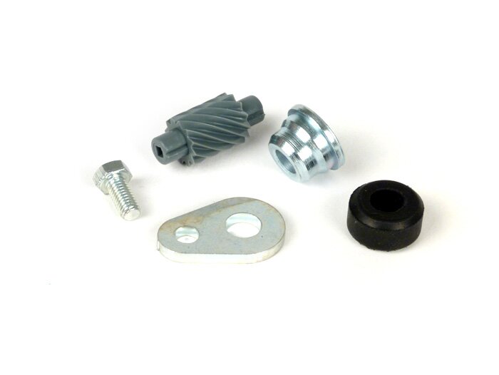 Speedometer worm set -OEM QUALITY- Vespa 12 teeth, l=28mm, 2.7mm square, gray (used in Vespa PX (1998-), Disc, My, 2011)