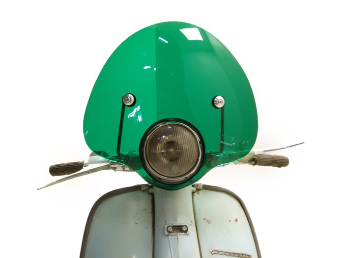 Voorruit -AMS CUPPINI Bubble- Lambretta LI (Series 3) - halfhoog, met houder - groen