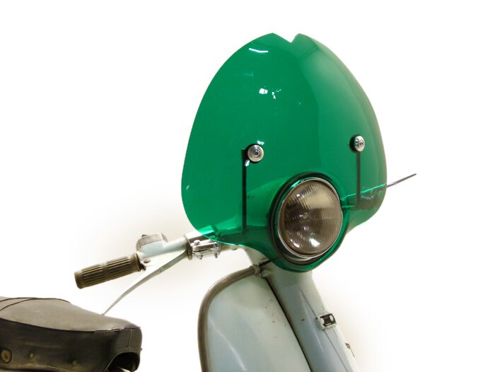 Voorruit -AMS CUPPINI Bubble- Lambretta LI (Series 3) - halfhoog, met houder - groen