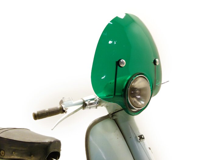 Voorruit -AMS CUPPINI Bubble- Lambretta LI (Series 3) - halfhoog, met houder - groen