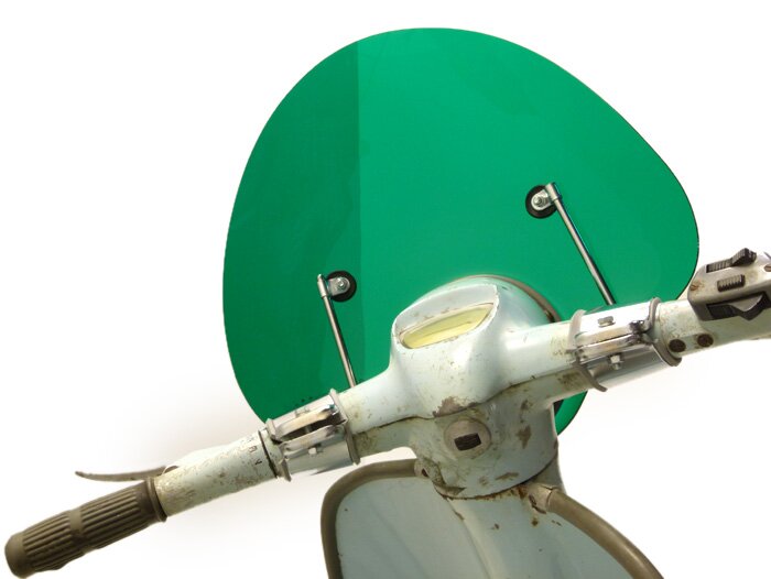 Voorruit -AMS CUPPINI Bubble- Lambretta LI (Series 3) - halfhoog, met houder - groen