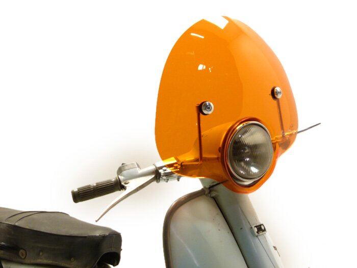 Voorruit -AMS CUPPINI Bubble- Lambretta LI (Series 3) - halfhoog, met houder - oranje