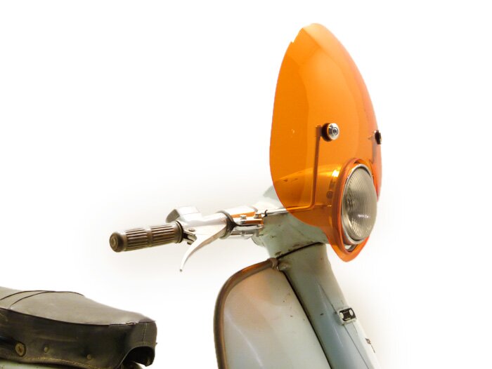 Voorruit -AMS CUPPINI Bubble- Lambretta LI (Series 3) - halfhoog, met houder - oranje