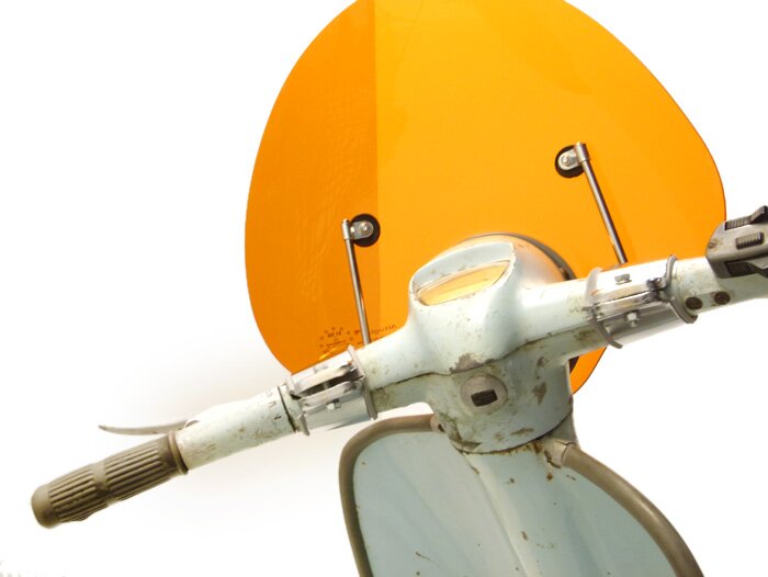 Voorruit -AMS CUPPINI Bubble- Lambretta LI (Series 3) - halfhoog, met houder - oranje