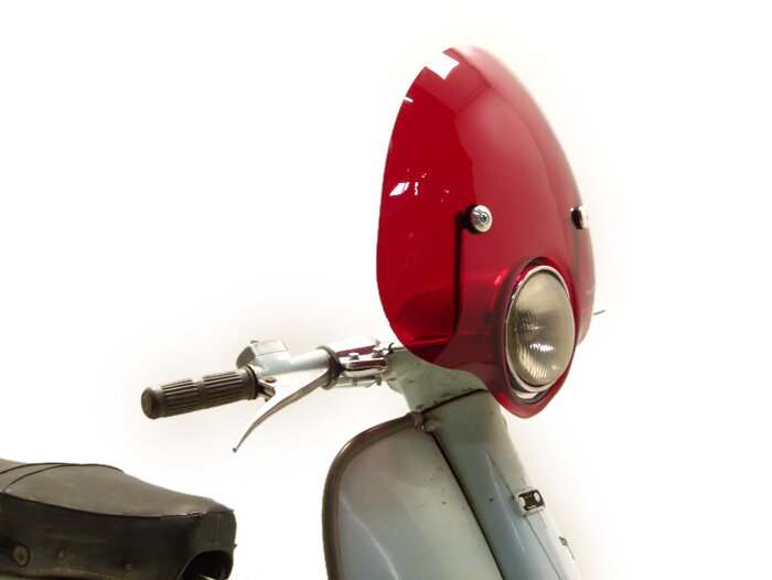 Screen -AMS CUPPINI Bubble- Lambretta LI (Serie 3) - medium-sized, with bracket - red
