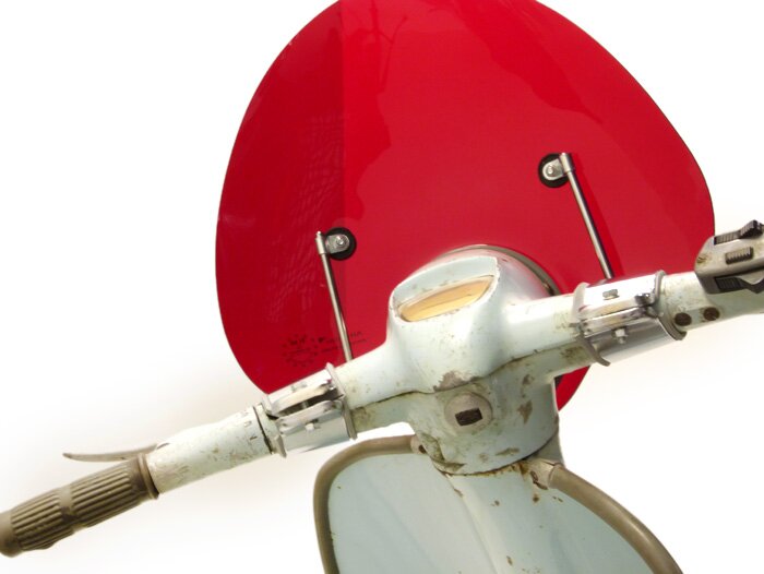 Screen -AMS CUPPINI Bubble- Lambretta LI (Serie 3) - medium-sized, with bracket - red