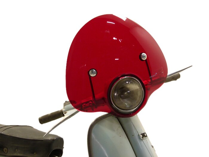 Screen -AMS CUPPINI Bubble- Lambretta LI (Serie 3) - medium-sized, with bracket - red