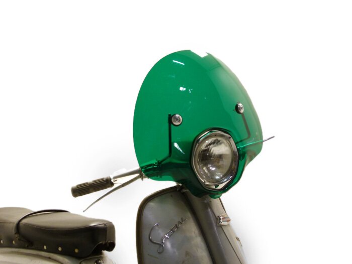Screen -AMS CUPPINI Bubble- Lambretta TV special - medium-sized, with bracket - green