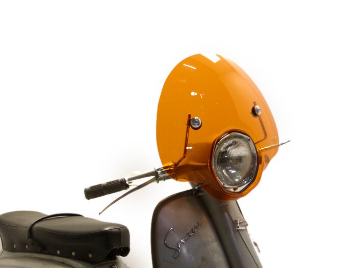 Screen -AMS CUPPINI Bubble- Lambretta TV special - medium-sized, with bracket - orange