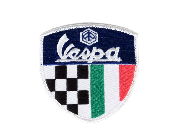 Parche - Parche -PIAGGIO Vespa azul (tricolor+estampado a cuadros)- 75x75mm