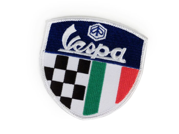 Parche - Parche -PIAGGIO Vespa azul (tricolor+estampado a cuadros)- 75x75mm