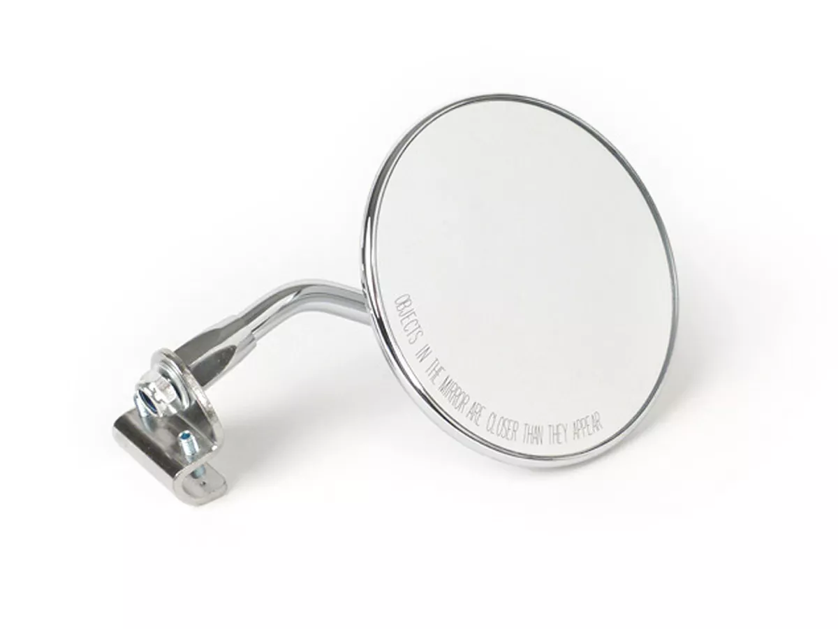 Mirror -FAR legshield clip on- Vespa universal - round Ø=105mm - (E-mark) - chrome