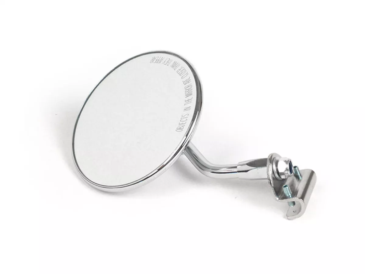 Mirror -FAR legshield clip on- Vespa universal - round Ø=105mm - (E-mark) - chrome