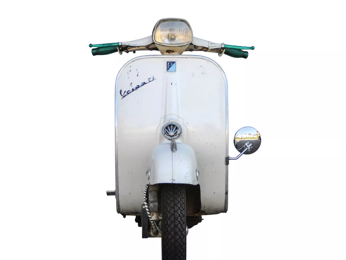 Mirror -FAR legshield clip on- Vespa universal - round Ø=105mm - (E-mark) - chrome