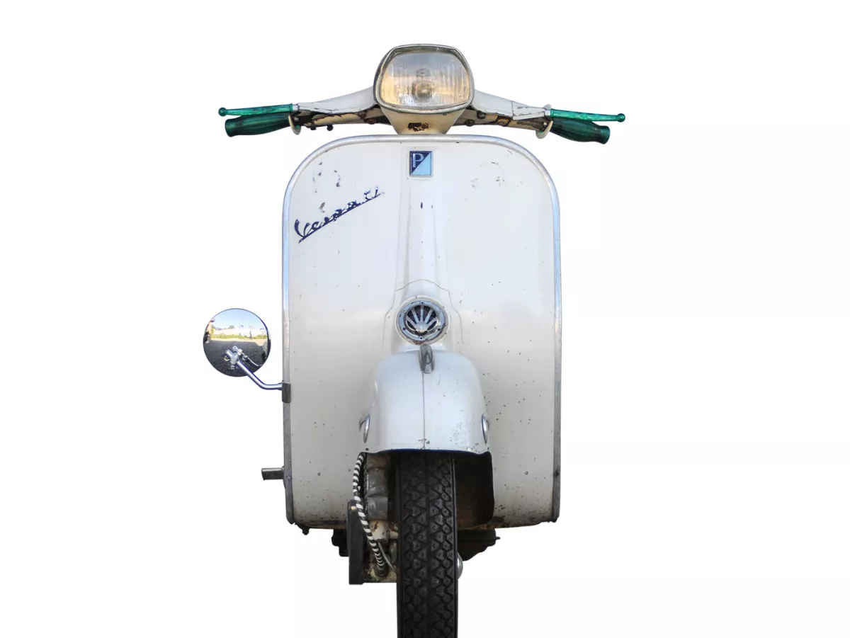 Mirror -FAR legshield clip on- Vespa universal - round Ø=105mm - (E-mark) - chrome