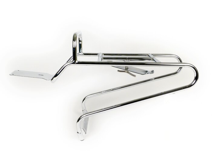 Rear rack -MOTO NOSTRA horizontal spare wheel holder- Vespa PX80, PX125, PX150, PX200 - chrome