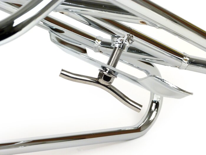 Rear rack -MOTO NOSTRA horizontal spare wheel holder- Vespa PX80, PX125, PX150, PX200 - chrome