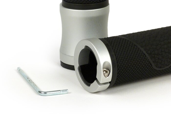 Grip -ARIETE Alu Gosok, pola berlian- Vespa GT, GTL, GTS 125-200-250-300ccm, Ø 22,5-24mm - Aluminium