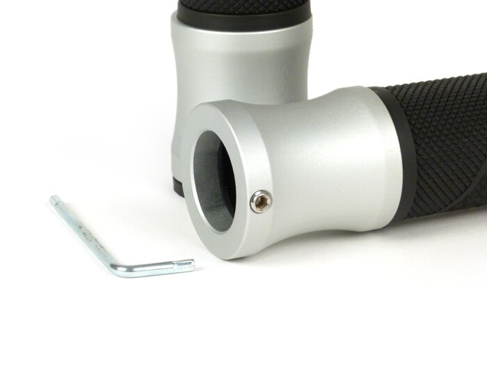 Grip -ARIETE Alu Gosok, pola berlian- Vespa GT, GTL, GTS 125-200-250-300ccm, Ø 22,5-24mm - Aluminium