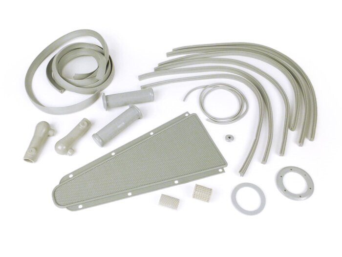 Assortiment caoutchoucs -VESPA 19 pièces- Vespa Rally180 (VSD1T), Rally200 (VSE1T), TS125, Sprint150, Sprint Veloce150, GT125, GTR125, Super125, Super150, GL150 - gris