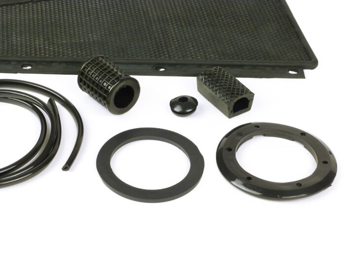 Assortiment caoutchoucs -VESPA 19 pièces- Vespa Rally180 (VSD1T), Rally200 (VSE1T), TS125, Sprint150, Sprint Veloce150, GT125, GTR125, Super125, Super150, GL150 - noir