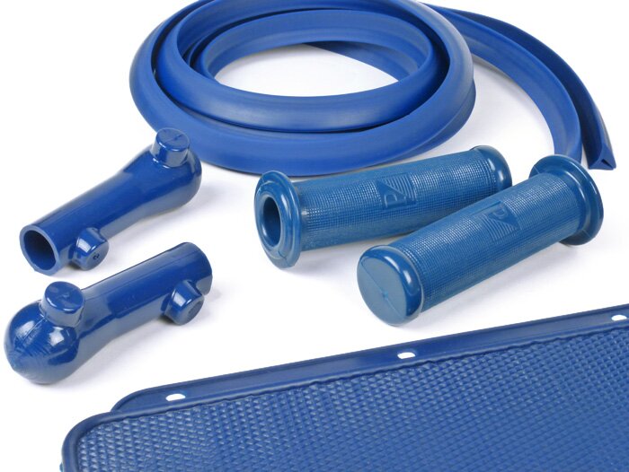 Rubber kit -VESPA 19 pcs- Vespa Rally180 (VSD1T), Rally200 (VSE1T), TS125, Sprint150, Sprint Veloce150, GT125, GTR125, Super125, Super150, GL150 - blue