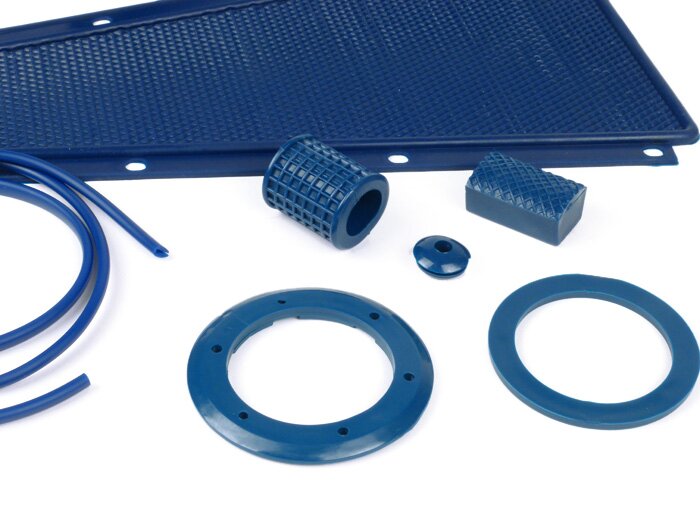 Rubber kit -VESPA 19 pcs- Vespa Rally180 (VSD1T), Rally200 (VSE1T), TS125, Sprint150, Sprint Veloce150, GT125, GTR125, Super125, Super150, GL150 - blue