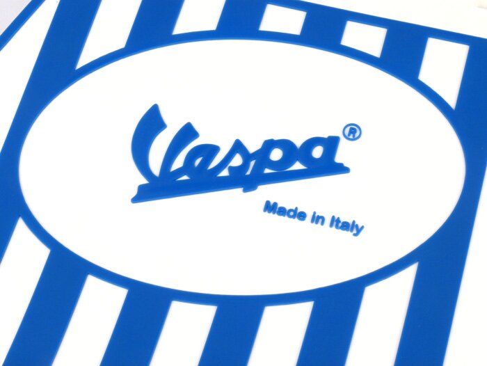 Spatscherm - Spatlap - Spatlap - KLASSE Vespa, strepen - wit/blauw