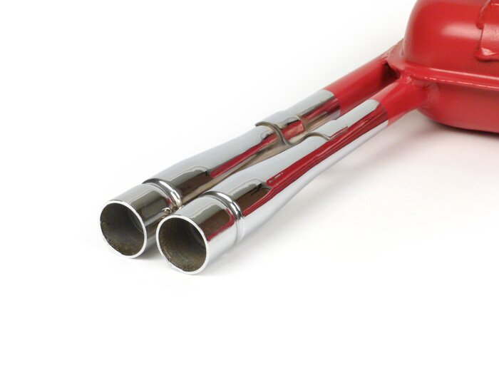 Uitlaat -RR-Box Sport dubbele pijp- Vespa PX80, PX125, PX150 - 166cc, 177cc - Rood